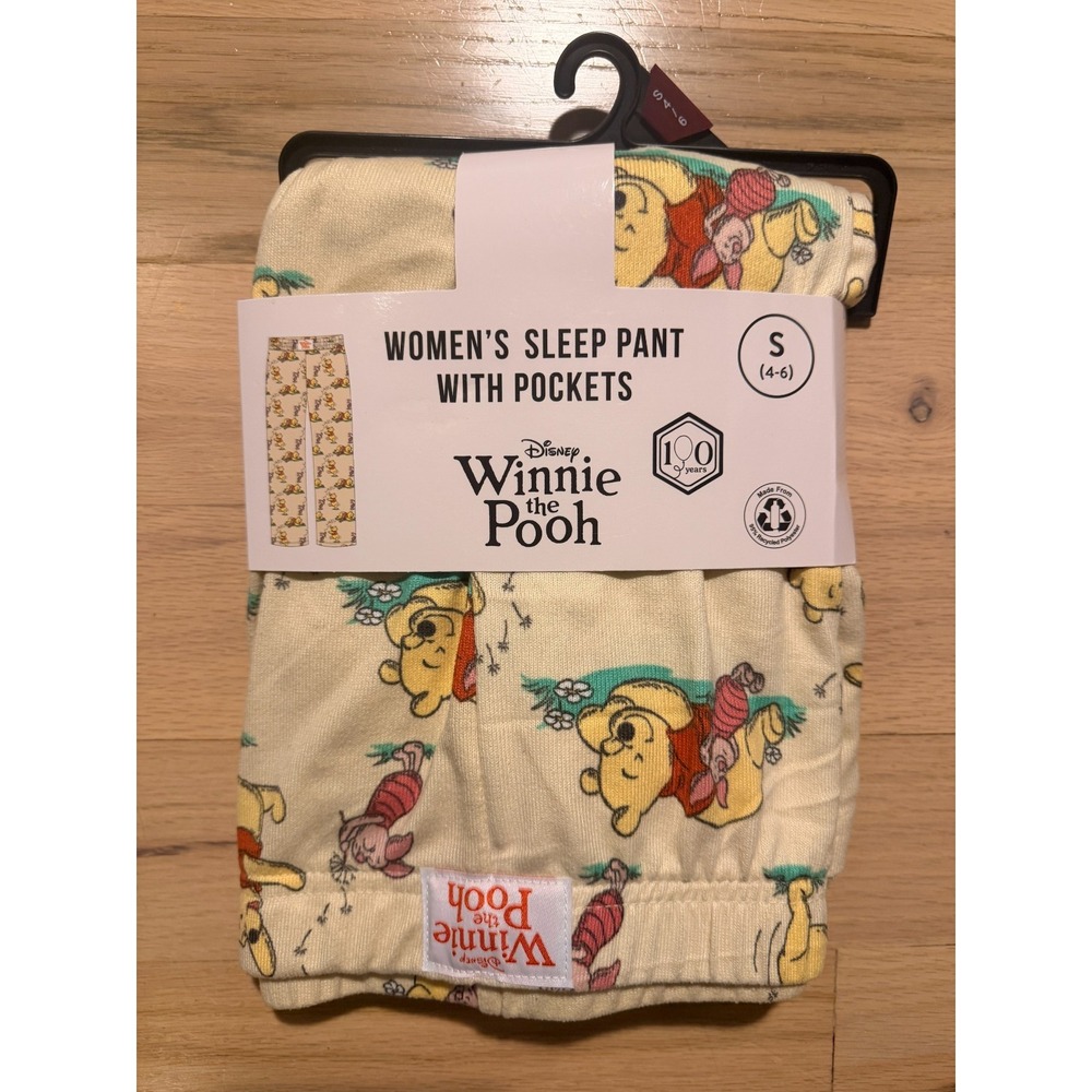 NWT Disney Winnie the Pooh 100 Years Women's Pajama Pants Pockets Small (4-6)